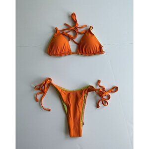 Berlook Reversible Tie Bikini Set - Orange | Size Small